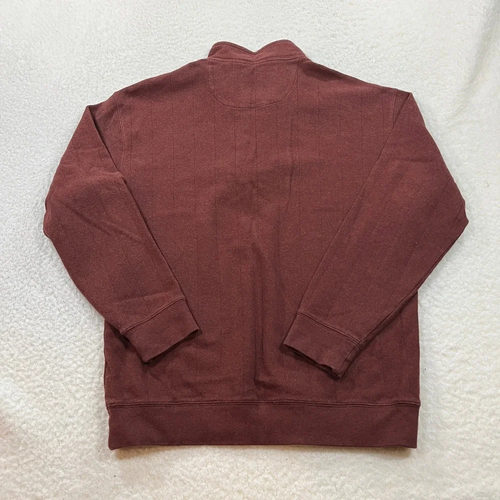 Turnbury Quarter Zip Pullover Mens Medium Burgundy Cotton Ribbed Mock Neck 7429